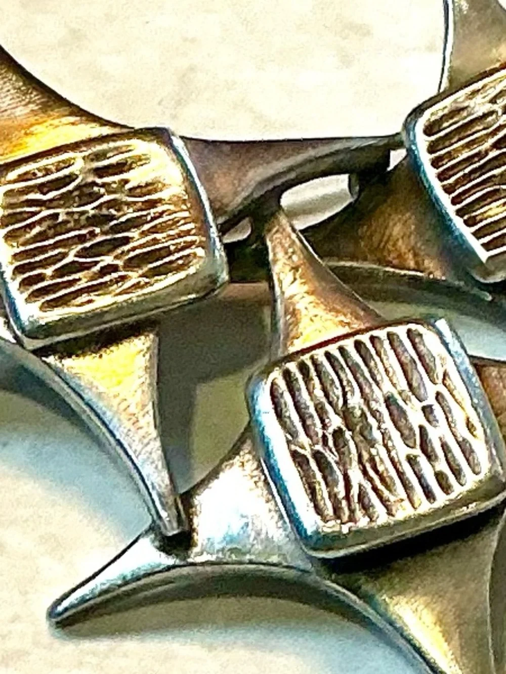 Vintage Corocraft Silver Tone Star Trio Modernist Brooch Pin MCM Space Age